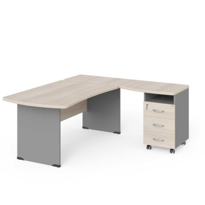 Rohové pracovné miesto Manager 180 x 160 cm, pravé, agát svetlý / sivá