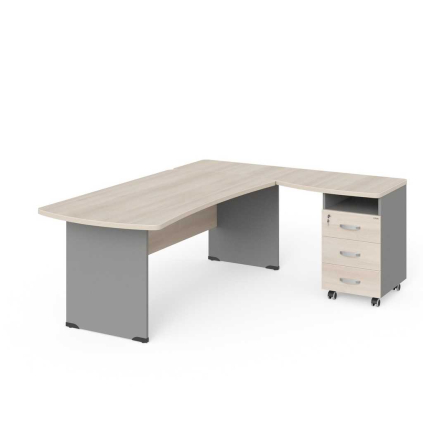 Rohové pracovné miesto Manager 200 x 160 cm, pravé, agát svetlý / sivá