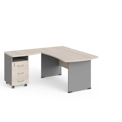 Rohové pracovné miesto Manager 160 x 160 cm, ľavé, agát svetlý / sivá
