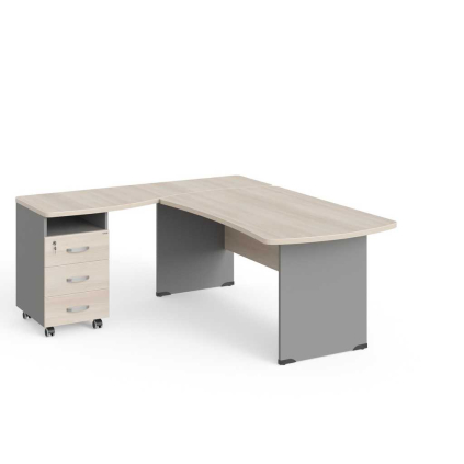Rohové pracovné miesto Manager 180 x 160 cm, ľavé, agát svetlý / sivá