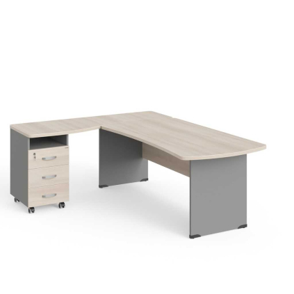 Rohové pracovné miesto Manager 200 x 160 cm, ľavé, agát svetlý / sivá