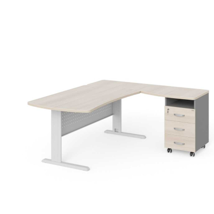 Rohové pracovné miesto Manager 180 x 160 cm, pravé, agát svetlý / sivá