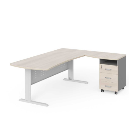 Rohové pracovné miesto Manager 200 x 160 cm, pravé, agát svetlý / sivá