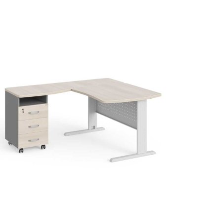 Rohové pracovné miesto Manager 140 x 160 cm, ľavé, agát svetlý / sivá