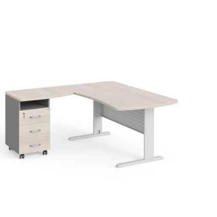 Rohové pracovné miesto Manager 160 x 160 cm, ľavé, agát svetlý / sivá