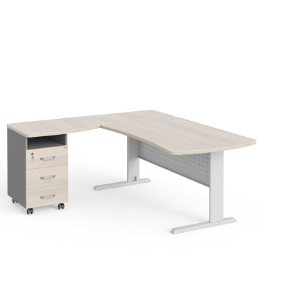 Rohové pracovné miesto Manager 180 x 160 cm, ľavé, agát svetlý / sivá