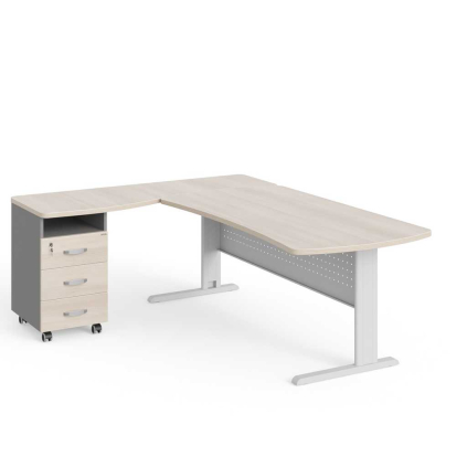 Rohové pracovné miesto Manager 200 x 160 cm, ľavé, agát svetlý / sivá