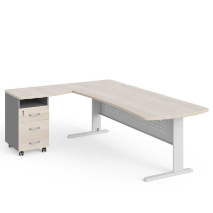 Rohové pracovné miesto Manager 220 x 160 cm, ľavé, agát svetlý / sivá