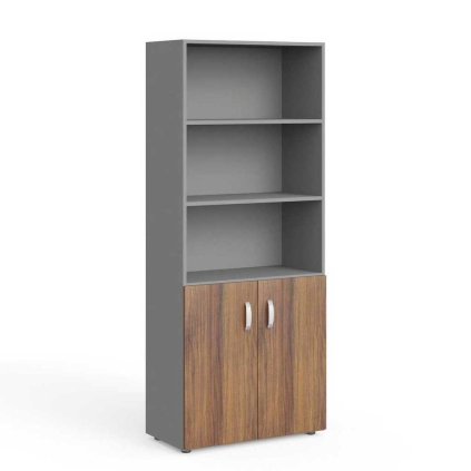 Vysoká skriňa Manager 79,9 x 42,2 x 196,5 cm, orech warmia / sivá