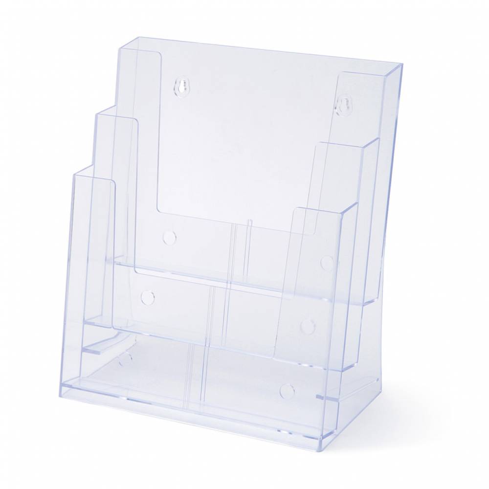 Jansen Display Stojanček na letáky formátu A4, 3 priehradky, číra