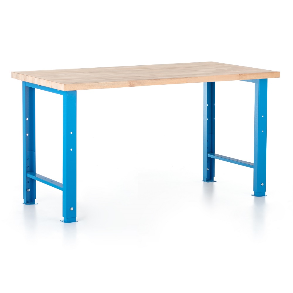 Dřevotrust Výškovo nastaviteľný dielenský stôl Basic 150 x 80 cm, modrá