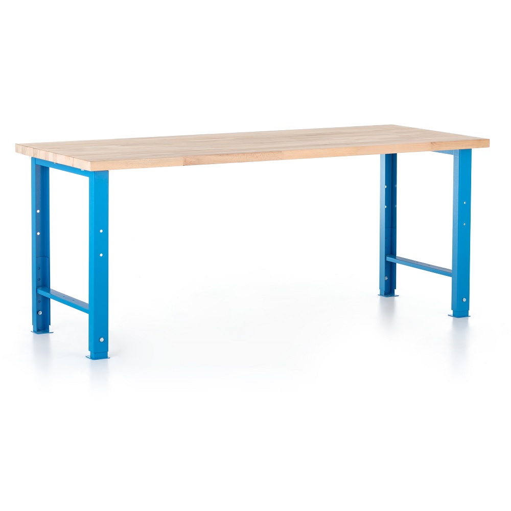 Dřevotrust Výškovo nastaviteľný dielenský stôl Basic 200 x 80 cm, modrá