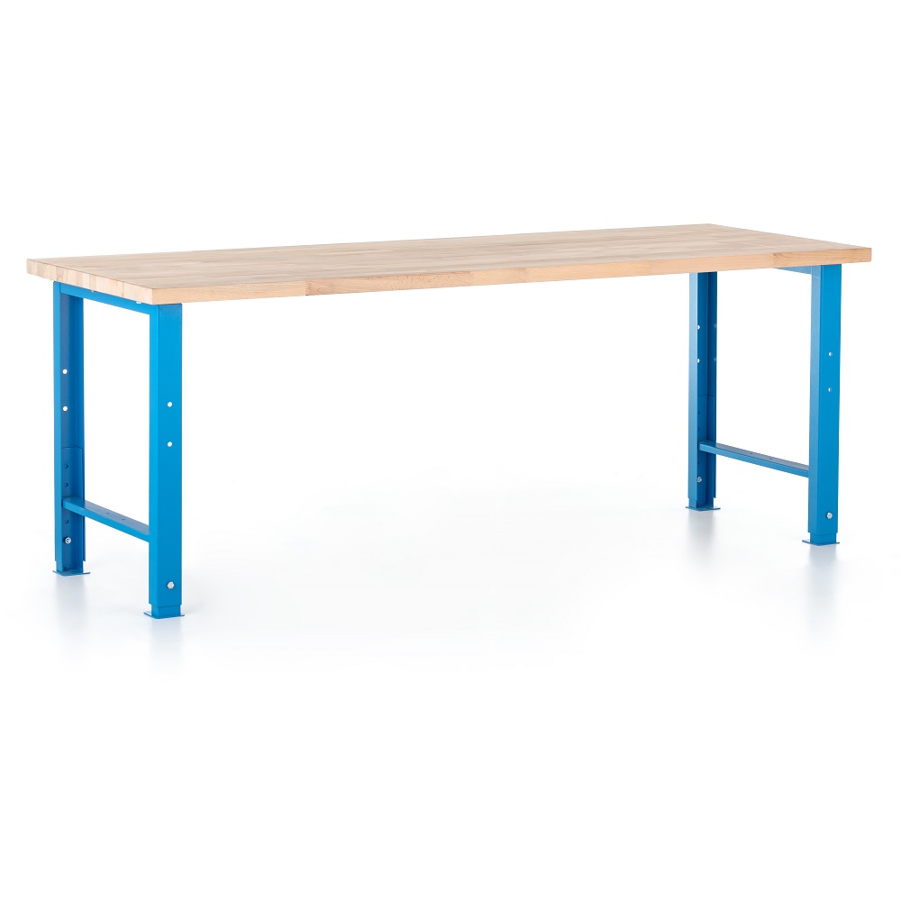 Dřevotrust Výškovo nastaviteľný dielenský stôl Basic 220 x 80 cm, modrá