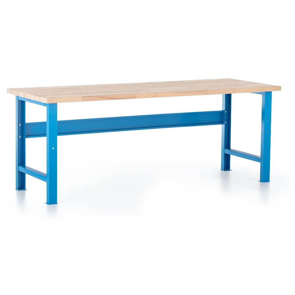 Dřevotrust Dielenský stôl Basic s čelnou doskou 200 x 80 cm, modrá