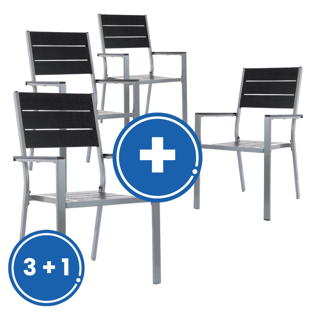 Rauman Záhradná stolička Fargo 3 + 1 ZADARMO, čierna / sivá