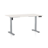 Výškovo nastaviteľný stôl OfficeTech B, 140 x 80 cm, sivá podnož, biely jaseň