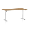 Výškovo nastaviteľný stôl OfficeTech B, 160 x 80 cm, biela podnož, dub kamenný
