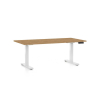 Výškovo nastaviteľný stôl OfficeTech C, 160 x 80 cm, biela podnož, dub kamenný