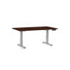 Výškovo nastaviteľný stôl OfficeTech D, 140 x 80 cm, sivá podnož, wenge