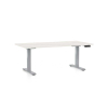 Výškovo nastaviteľný stôl OfficeTech D, 160 x 80 cm, sivá podnož, biely jaseň