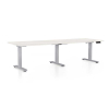 Výškovo nastaviteľný stôl OfficeTech Long, 240 x 80 cm, sivá podnož, biely jaseň