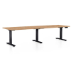 Výškovo nastaviteľný stôl OfficeTech Long, 260 x 80 cm, čierna podnož, dub kraft