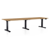 Výškovo nastaviteľný stôl OfficeTech Long, 260 x 80 cm, čierna podnož, dub kamenný