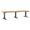 Výškovo nastaviteľný stôl OfficeTech Long, 260 x 80 cm, čierna podnož, dub zlatý