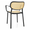 Jedálenská stolička Tinsley s podrúčkami, ratan / čierna