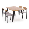 Jedálenský set Pavia 4+1, prírodné drevo / sivá