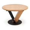 Jedálenský stôl Medina - okrúhly, 120-160 x 120 cm, dub / čierna