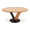 Jedálenský stôl Medina - okrúhly, 120-160 x 120 cm, dub / čierna