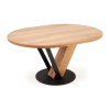 Jedálenský stôl Medina - okrúhly, 120-160 x 120 cm, dub / čierna