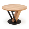 Jedálenský stôl Medina - okrúhly, 120-160 x 120 cm, dub / čierna