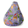 Sedací vak Pear kreslené safari - detský, farebná