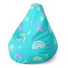 Sedací vak Pear farebné dúhy - detský, tyrkysová