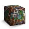 Taburet Cube Blocks Abstract, farebná