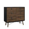 Komoda Rain II, čierny mat / orech
