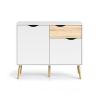 Komoda Retro, biela / dub sonoma
