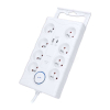 Prepäťová ochrana 8Z + USB A + USB C - 2m, biela