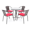 Záhradná stolová zostava Toli - 4 miesta, čierna / červená
