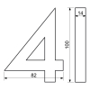 Domové číslo "4", RN.100LV, brúsené, čierna