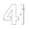 Domové číslo "4", RN.95L, nerez