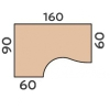 Ergonomický stôl Impress 160 x 90 cm, ľavý, dub sonoma