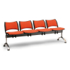 Čalúnená lavica SMART, 4-sedadlo - chrómované nohy, červená
