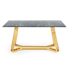 Jedálenský stôl Rivas, čierny mramor / zlatá