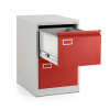 Kovová kartotéka A4 - 2 zásuvky, 45,5 x 62 x 71,5 cm, cylindrický zámok, červená - ral 3000