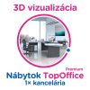 3D vizualizácia TopOffice Premium: 1× kancelária, max. 6 pracovných miest