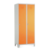 Kovová šatníková skrinka, 80 x 50 x 190 cm, pevné nohy, otočný zámok, oranžová - ral 2004