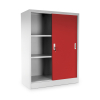 Stredná univerzálna kovová skriňa s posuvnými dverami 90 x 40 x 120 cm, cylindrický zámok, červená - ral 3000